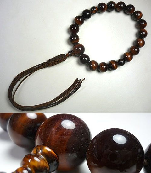 Men's prayer beads, red tiger's eye, 18 beads