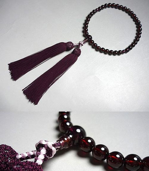 Women's Prayer Beads, Garnet, 7mm Bead, Uniform Finish