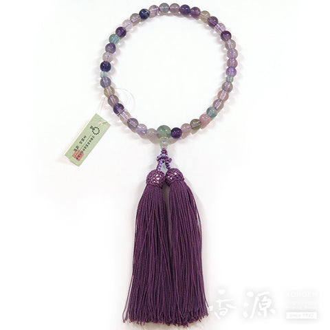 Women's Fluorite Prayer Beads, Uniform Finish, Purple Tassel