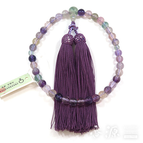 Women's Fluorite Prayer Beads, Uniform Finish, Purple Tassel
