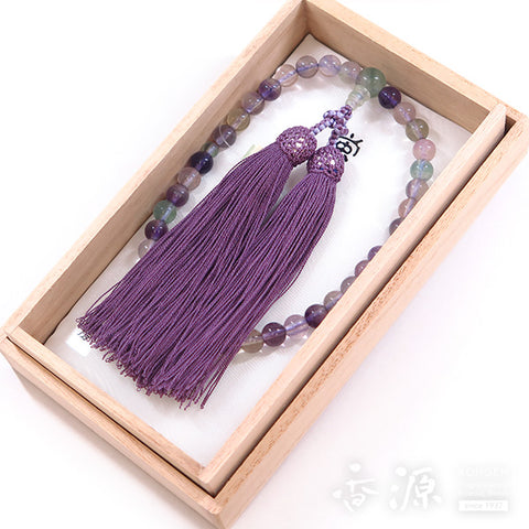 Women's Fluorite Prayer Beads, Uniform Finish, Purple Tassel
