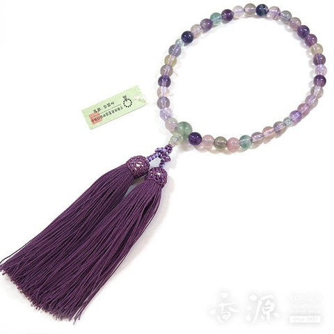Women's Fluorite Prayer Beads, Uniform Finish, Purple Tassel