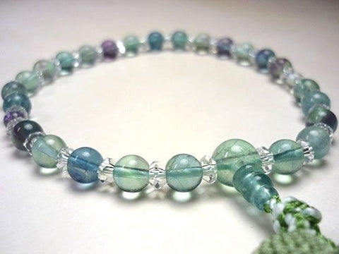 Women's Fluorite Prayer Beads, Faceted Crystal, Wakatake Tassel