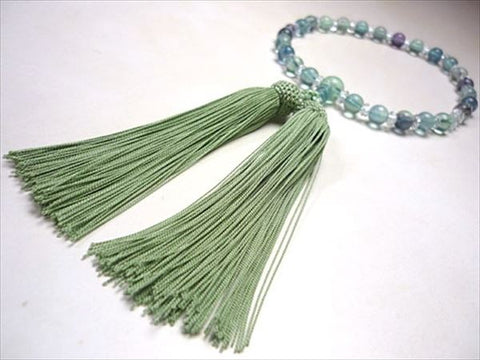 Women's Fluorite Prayer Beads, Faceted Crystal, Wakatake Tassel