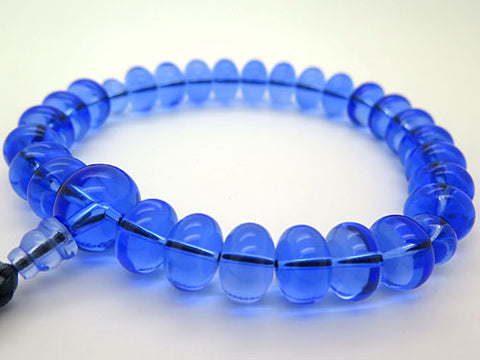 Blue Quartz 27-bead mikan-dama prayer beads, cord tassel, matching set, limited edition