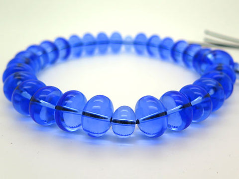 Blue Quartz 27-bead mikan-dama prayer beads, cord tassel, matching set, limited edition