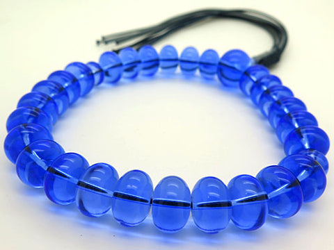 Blue Quartz 27-bead mikan-dama prayer beads, cord tassel, matching set, limited edition