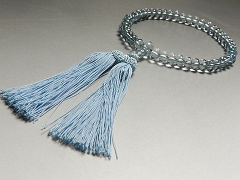 Women's Blue Quartz Prayer Beads, Oval Bead, Uniform Finish