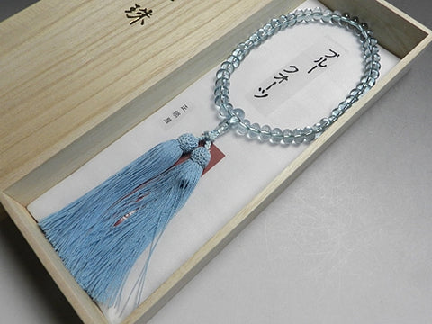 Women's Blue Quartz Prayer Beads, Oval Bead, Uniform Finish