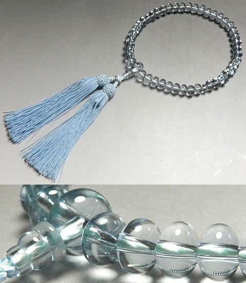 Women's Blue Quartz Prayer Beads, Oval Bead, Uniform Finish