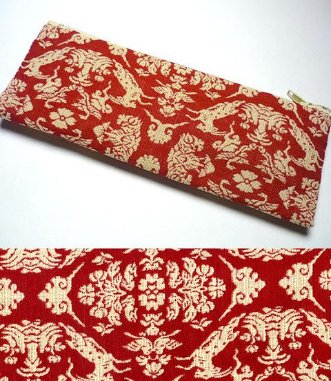 Prayer Beads Bag, Meibutsu-Gire, Futsū-Ori Goat Motif, Zippered (for Women)