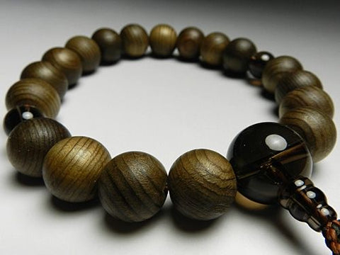 Men's Prayer Beads, Jindai Cedar, 18 Beads, Bonten Tassel