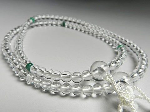 Women's Crystal Prayer Beads, 5mm Bead, Emerald Accent