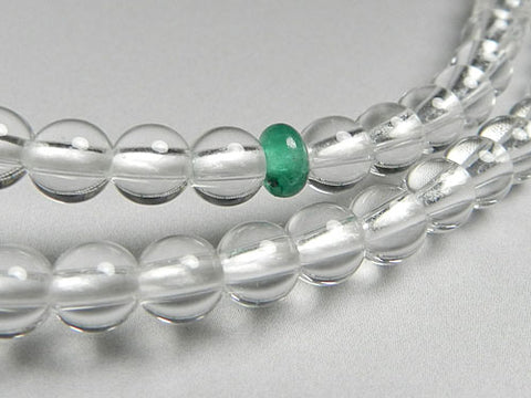 Women's Crystal Prayer Beads, 5mm Bead, Emerald Accent