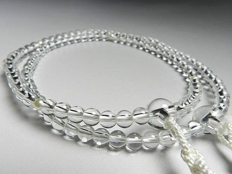 Women's Prayer Beads, Crystal, Pearl Finish, Double-Strand, White Tassel