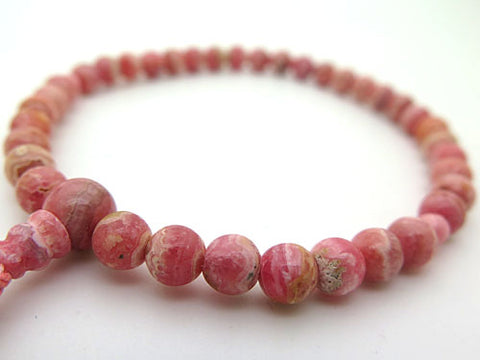 Women's Rhodochrosite Prayer Beads, 7mm Bead, Uniform Finish