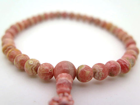 Women's Rhodochrosite Prayer Beads, 7mm Bead, Uniform Finish