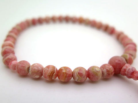 Women's Rhodochrosite Prayer Beads, 7mm Bead, Uniform Finish