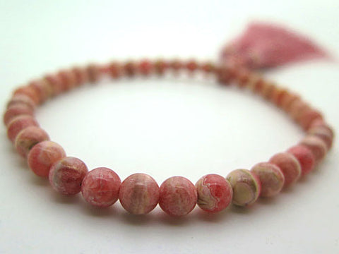 Women's Rhodochrosite Prayer Beads, 7mm Bead, Uniform Finish