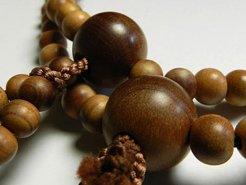 Men's Prayer Beads, Indian Sandalwood, Nichiren Sect, Niso-han Hokke Style, Matching Set