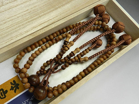 Men's Prayer Beads, Indian Sandalwood, Nichiren Sect, Niso-han Hokke Style, Matching Set