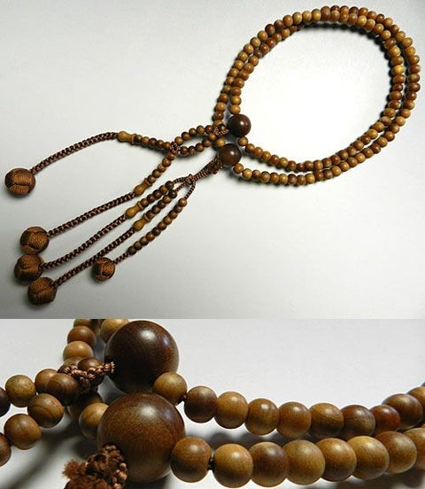 Men's Prayer Beads, Indian Sandalwood, Nichiren Sect, Niso-han Hokke Style, Matching Set