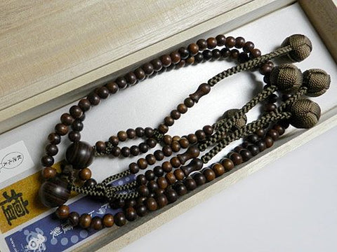Men's Prayer Beads, Sendan Sandalwood, Nichiren Sect, Niso-han Hokke Style, Matching Set