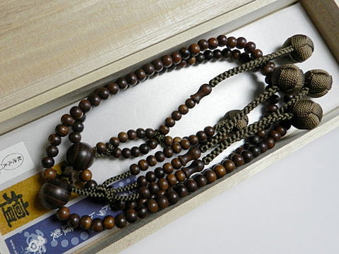 Men's Prayer Beads, Sendan Sandalwood, Nichiren Sect, Niso-han Hokke Style, Matching Set