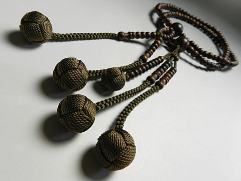Men's Prayer Beads, Sendan Sandalwood, Nichiren Sect, Niso-han Hokke Style, Matching Set
