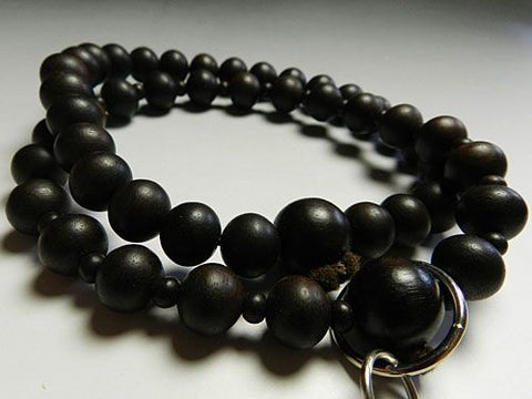 Men's Prayer Beads, Ebony, Jodo Sect, Sanman Jodo Style, Matching Set