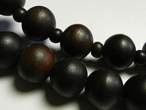 Men's Prayer Beads, Ebony, Jodo Sect, Sanman Jodo Style, Matching Set