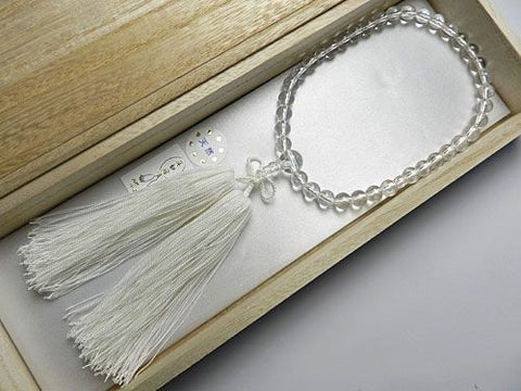 Women's Prayer Beads, Crystal, 7mm Bead, Jodo Shinshu Style, Matching Set