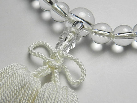 Women's Prayer Beads, Crystal, 7mm Bead, Jodo Shinshu Style, Matching Set