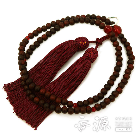 Women's Prayer Beads, Rosewood, Soto Zen Sect, Agate Finish