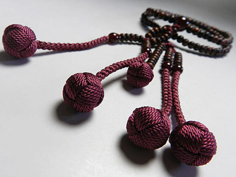 Women's Prayer Beads, Rosewood, Agate Finish, Nichiren Sect, Niso Hokke Style