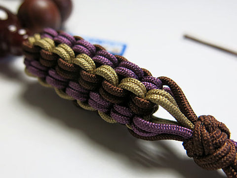 Men's prayer beads, rosewood, agate finish, Jodo Shinshu