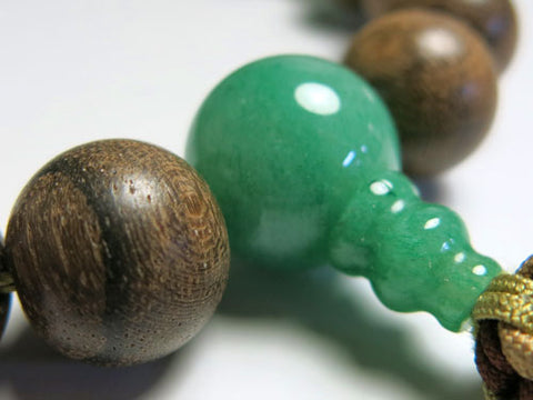 Men's Prayer Beads, Siamese Ebony, 18-Bead, Indian Jade Finish, Jodo Shinshu Style