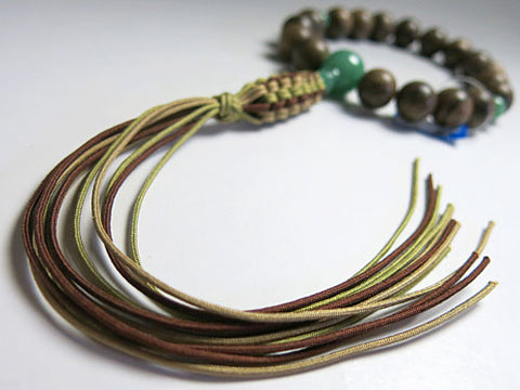 Men's Prayer Beads, Siamese Ebony, 18-Bead, Indian Jade Finish, Jodo Shinshu Style