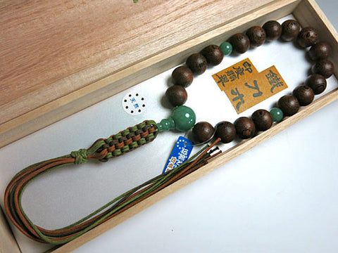 Men's prayer beads, ironwood, Indian jade finish