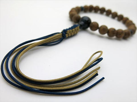 Men's prayer beads, Starry Moon Bodhi seed black core, blue tiger's eye finish