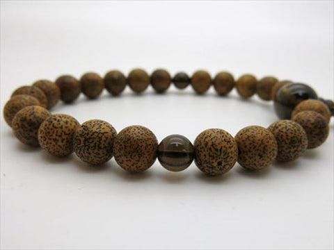 Men's prayer beads, Starry Moon Bodhi seed black core, brown crystal finish