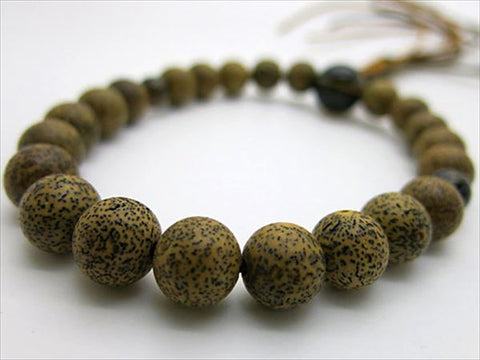 Men's prayer beads, Starry Moon Bodhi seed black core, brown crystal finish