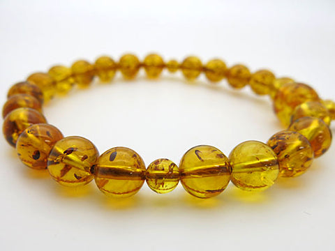 Men's prayer beads, natural amber, glitter inclusion