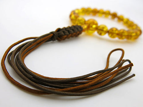 Men's prayer beads, natural amber, glitter inclusion