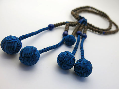 Men's Prayer Beads, Siam Ebony, Lapis Lazuli Finish, Nichiren Sect, Nisōhan Hokke Style