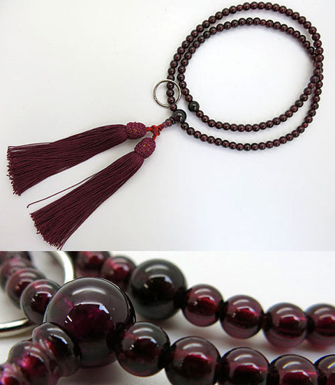 Women's Prayer Beads, Garnet, Soto Sect, 8-Sun, Uniform Finish
