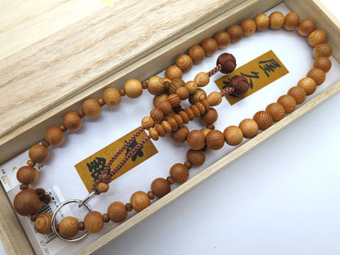 Men's Prayer Beads, Yakusugi, Sanman Jodo Style, Matching Set, Jodo Sect