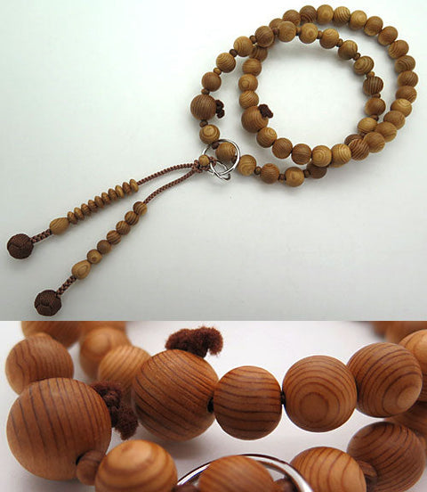 Men's Prayer Beads, Yakusugi, Sanman Jodo Style, Matching Set, Jodo Sect