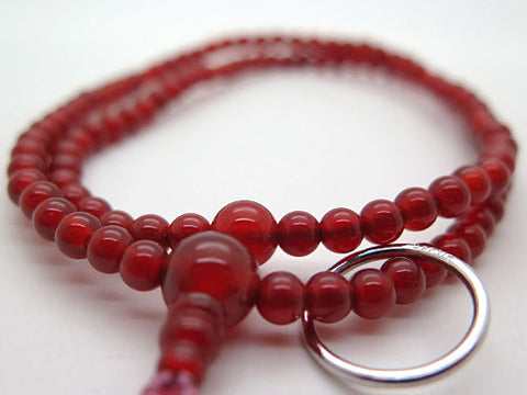 Women's Agate Prayer Beads, Soto Sect, Silver Ring