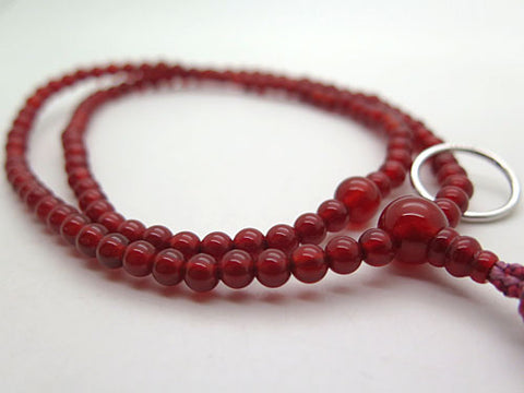 Women's Agate Prayer Beads, Soto Sect, Silver Ring